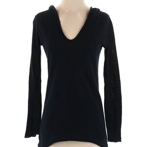 Barneys New York Black V-Neck Hoodie